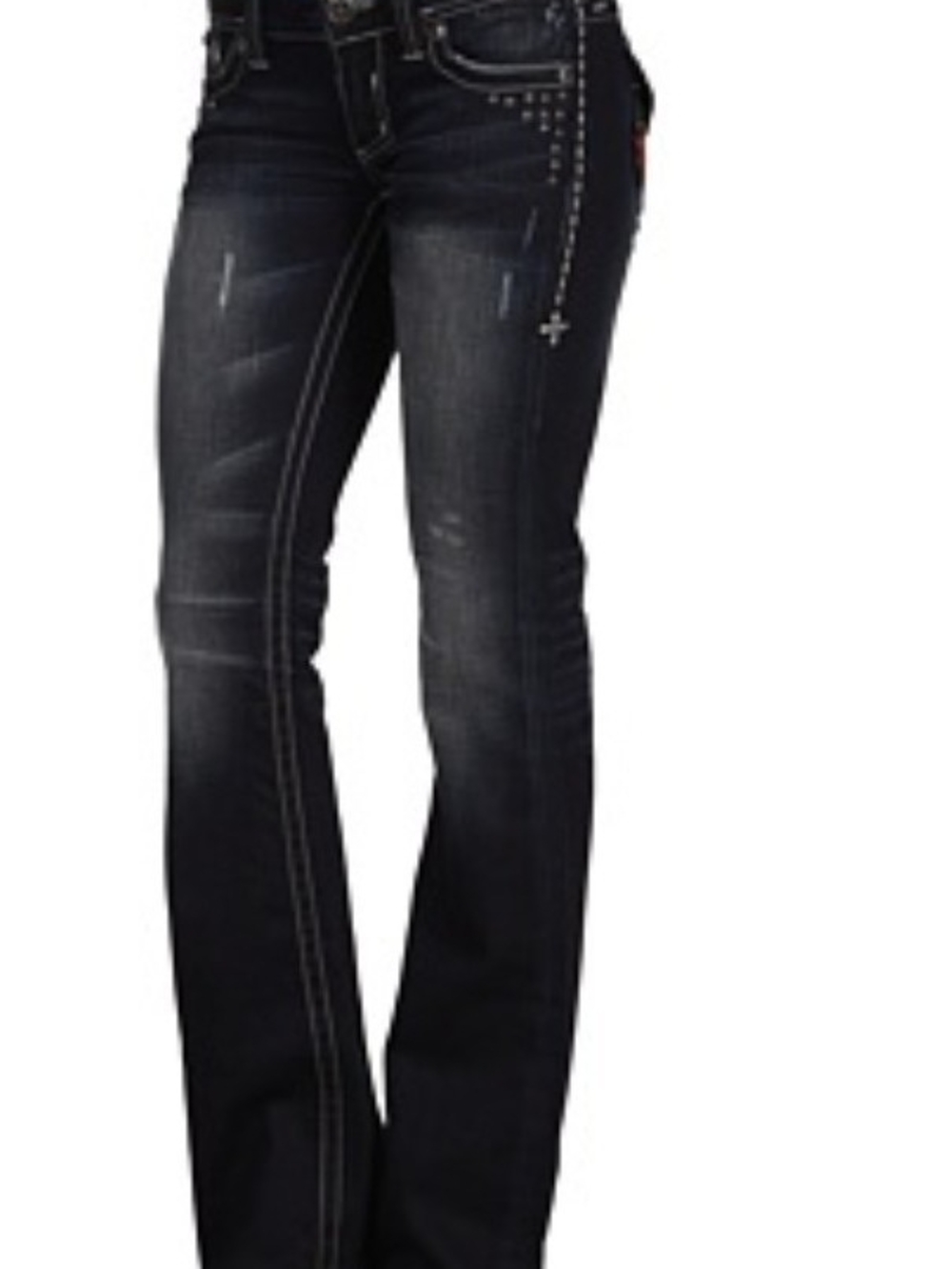Rare Affliction Black Premium Jade Cross Bootcut Low Rise Jeans - Size 26
